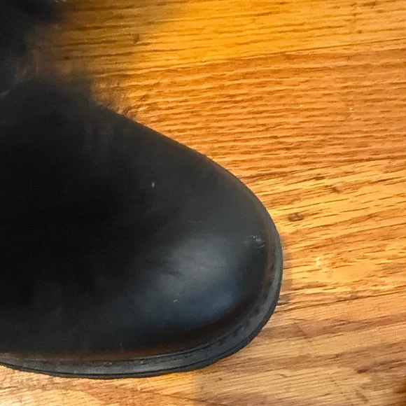 Barneys New York Black Fox Fur-Trimmed M6 Combat Boots - Picture 5 of 7